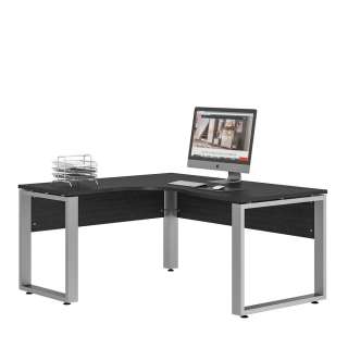 Schreibtisch in Eckform mit Bügelgestell Metall