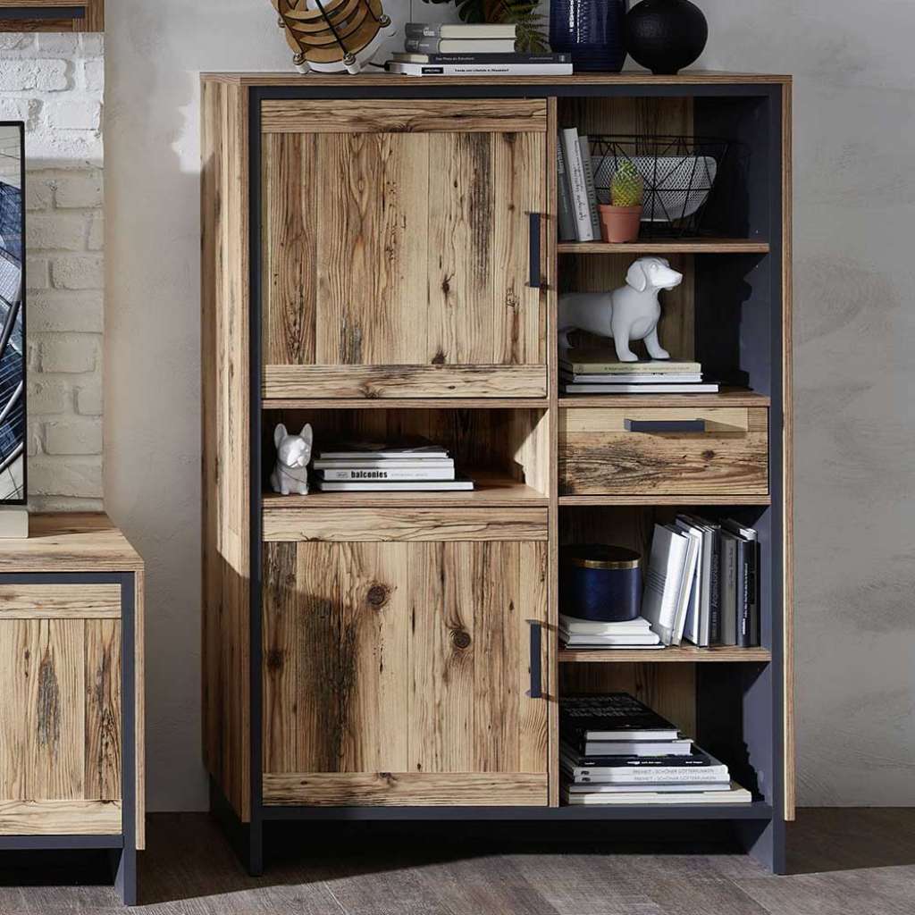 Wohnzimmer Highboard im rustikalen Stil 2 türig mit Soft Close Funktion