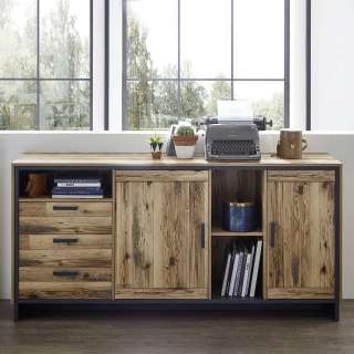 Esszimmersideboard im rustikalen Stil Holz Antik Optik & Dunkelgrau