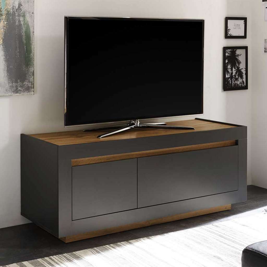 140 cm TV Lowboard in Anthrazit Wildeichefarben