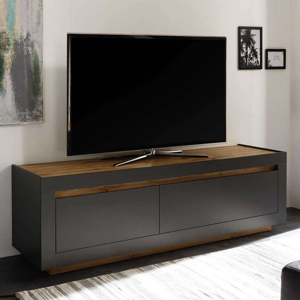 180 cm TV Sideboard in Anthrazit Wildeichefarben