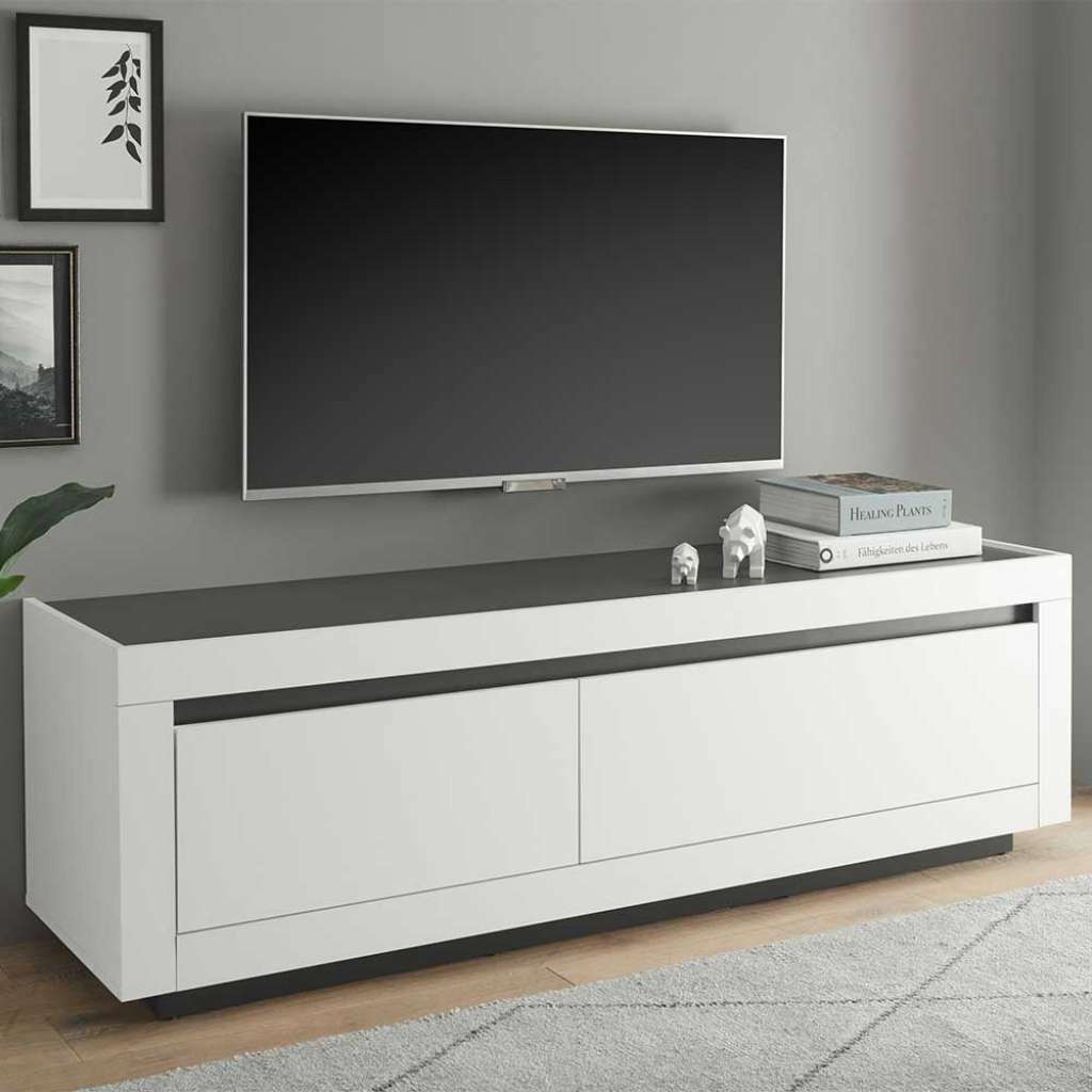 Fernsehunterschrank 180 cm breit Weiß und Anthrazit