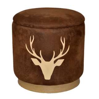 Country Polsterhocker mit Hirsch Motiv Microfaser