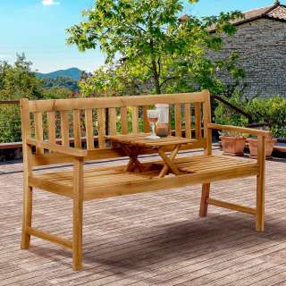 Gartenbank mit Tisch aus Akazie Massivholz 157 cm breit