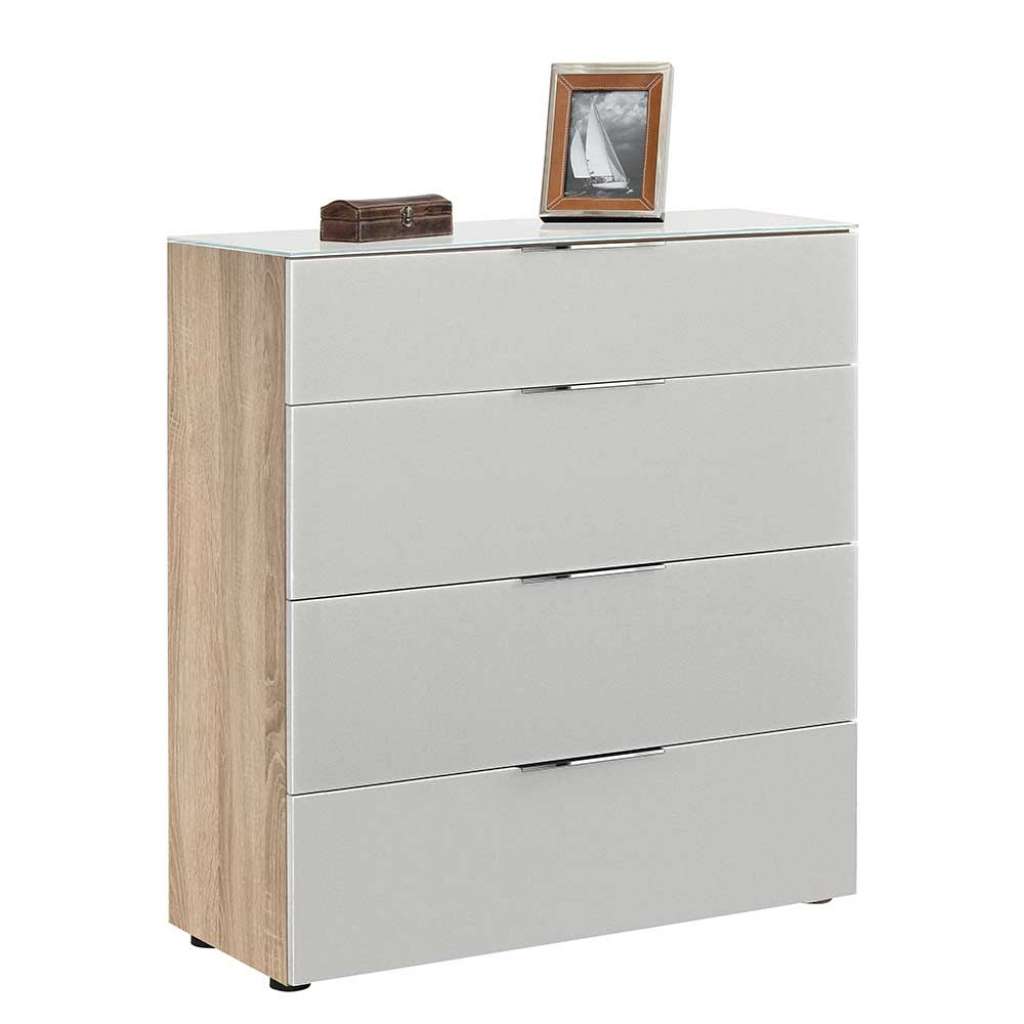 Schubladenkomode 40 cm tief Sonoma-Eiche & Beigegrau