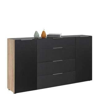 Wohnzimmer Kommode modern in Anthrazit glasbeschichtet Sonoma-Eiche