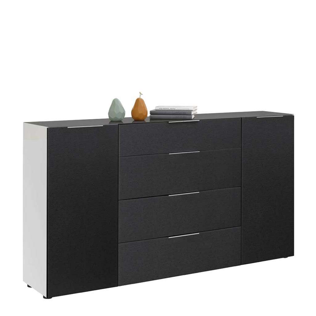 Wohnzimmerkommode 180 cm breit Anthrazit & Weiß