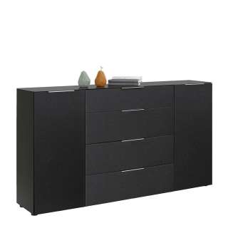 Sideboard Anthrazit mit vier Schubladen & zwei Türen Front glasbeschichtet