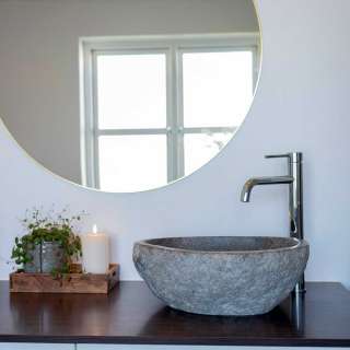 Stein Waschbecken in Grau 40 cm breit