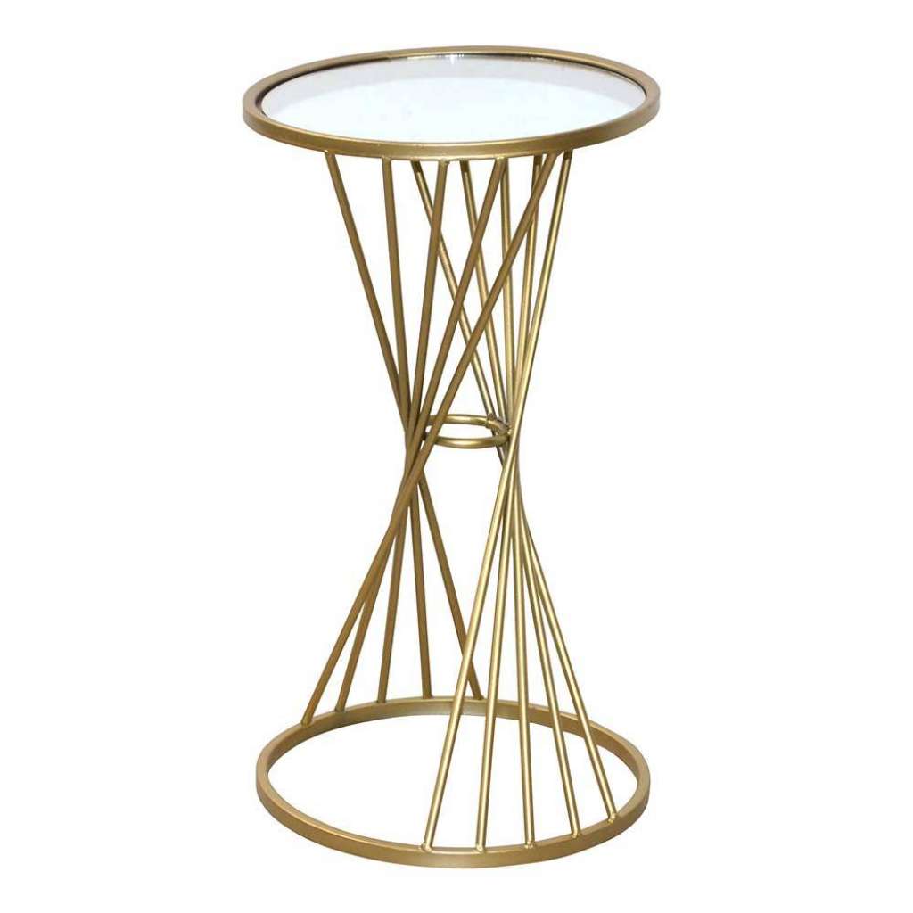 Hoher Beistelltisch in Goldfarben Spiegelglasplatte