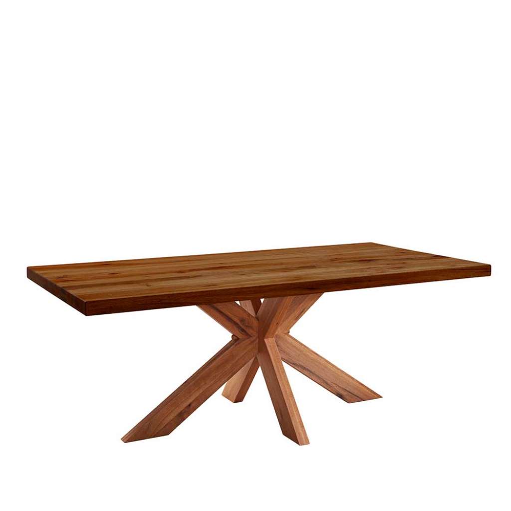 Holzspider Esstisch aus Zerreiche braun geölt 75 cm hoch