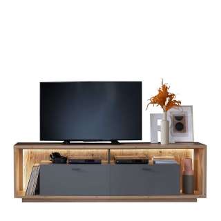 TV Element in modernem Design Eichefarben & Grau