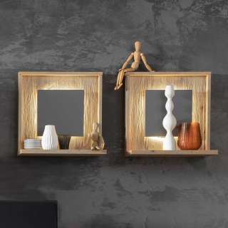 Wohnzimmer Regale mit Ablage Eichefarben & Grau (2er Set)