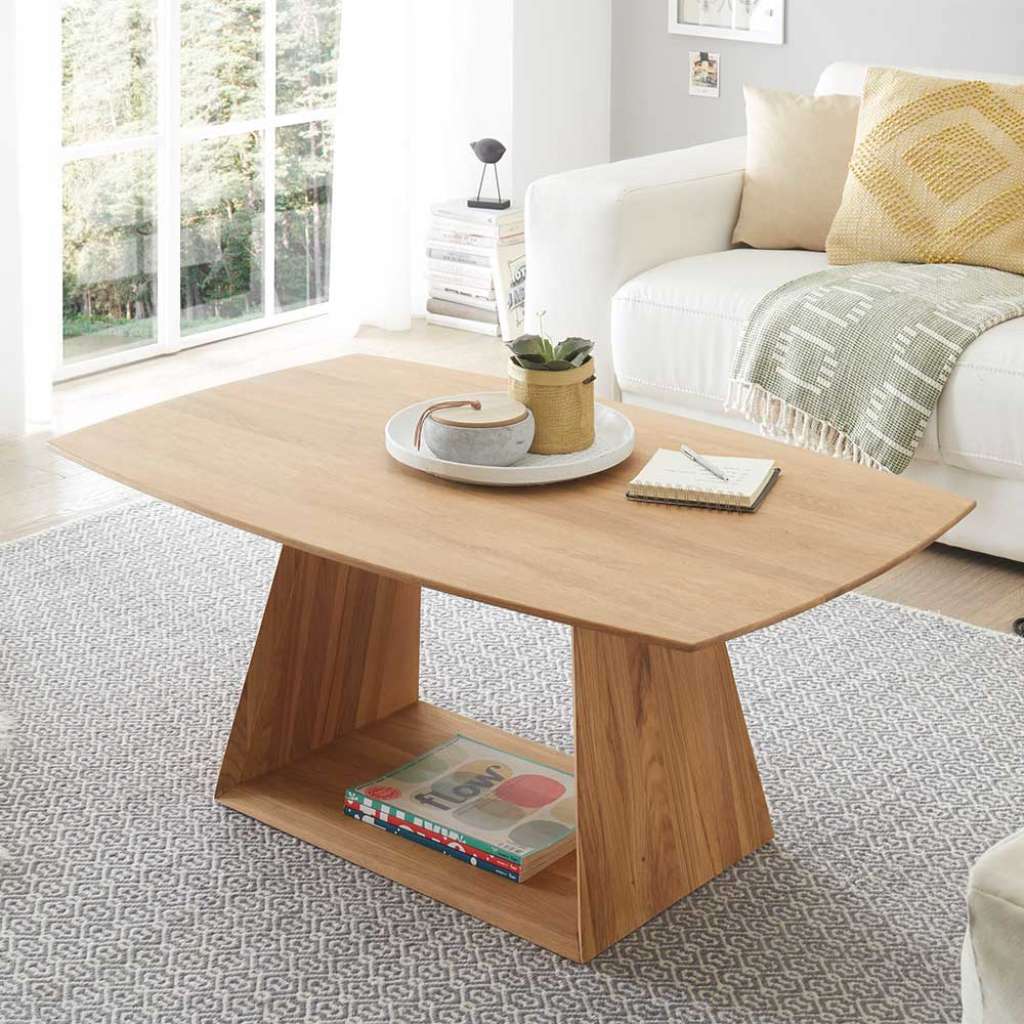 Designcouchtisch aus Wildeiche Massivholz Tischplatte in Bootsform