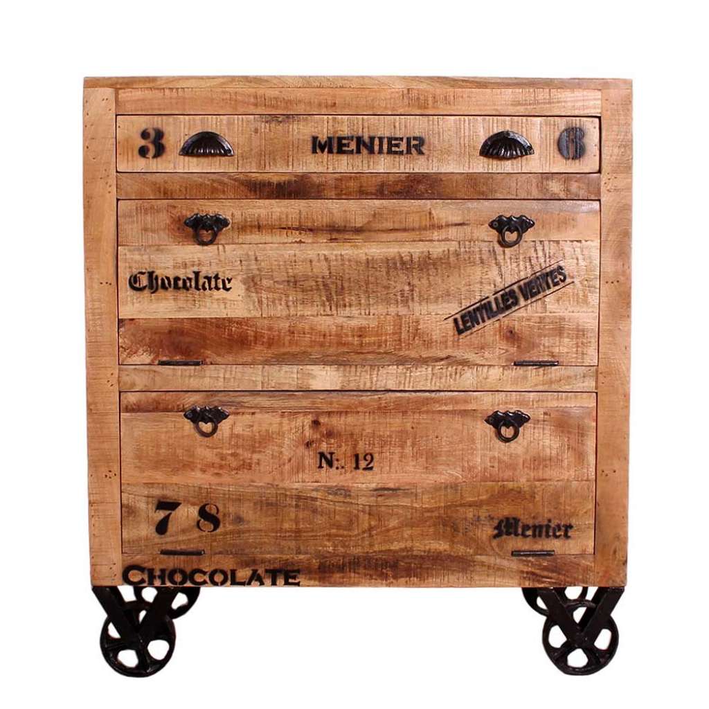 Schuhklappenschrank mit einer Schublade Mangobaum Recyclingholz