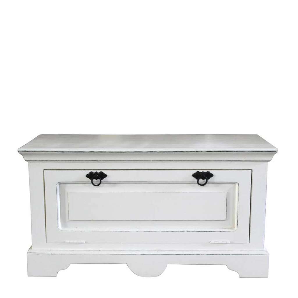 Schuhbank im Vintage Look Antikweiß lackiert