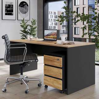 Home Office Schreibtisch mit Rollcontainer Knieraumblende (zweiteilig)