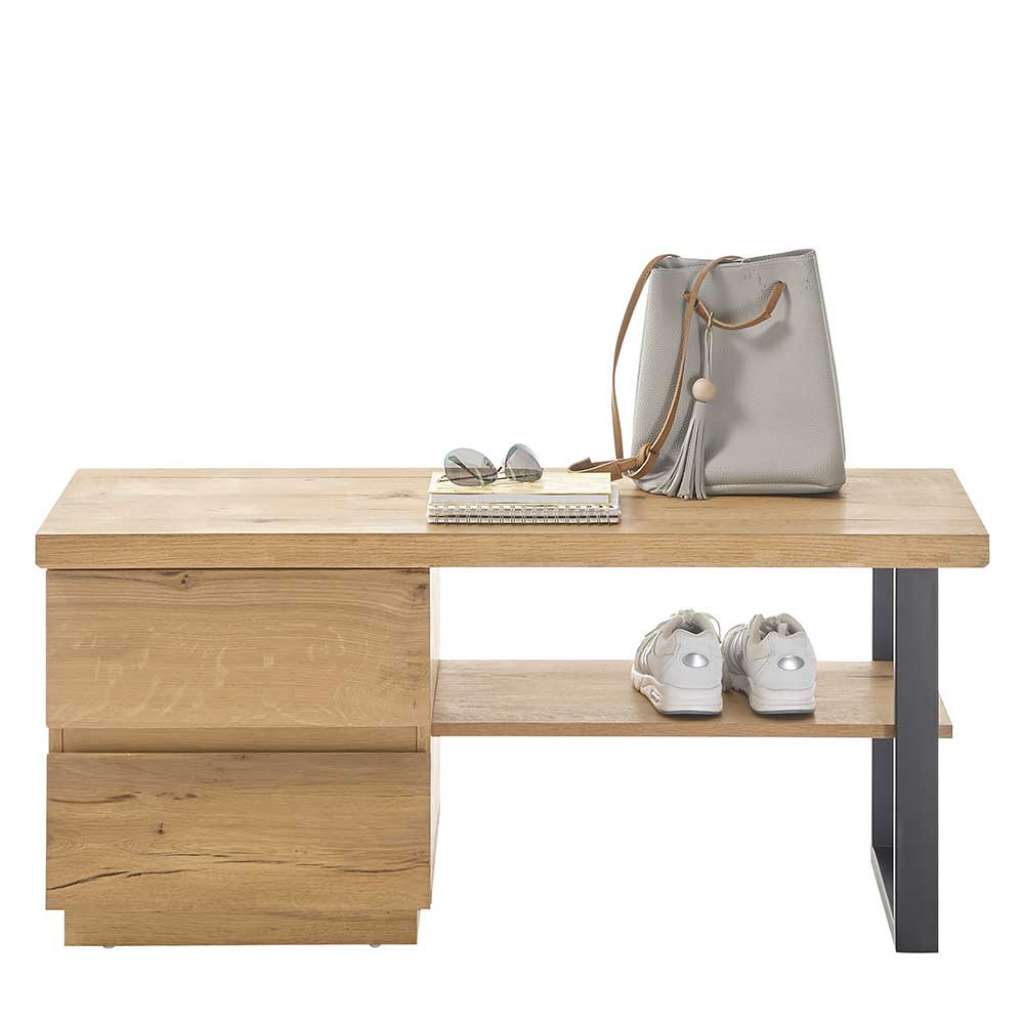 Flursitzbank mit Ablage für Schuhe zwei Schubladen