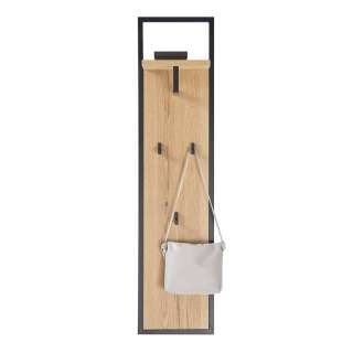 Wandgarderobe in Eichefarben & Schwarz 125 cm hoch