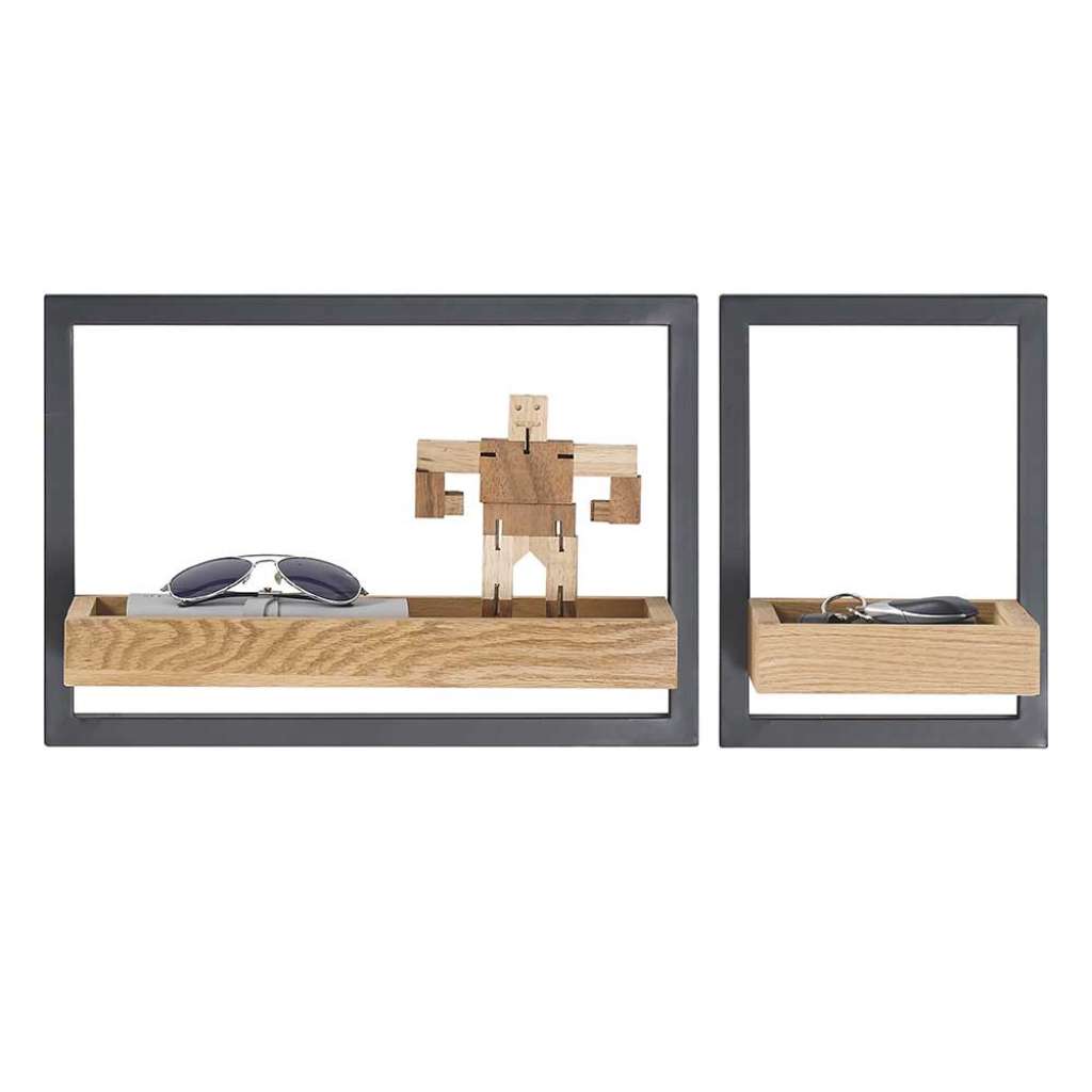 Wohnzimmerregale mit Metallrahmen 14 cm tief (zweiteilig)