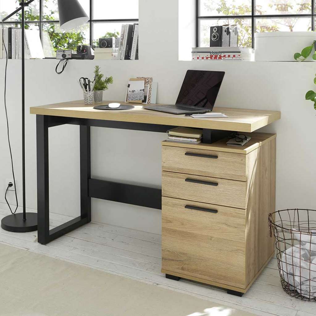 Home Office Schreibtisch in Eichefarben 120 cm breit