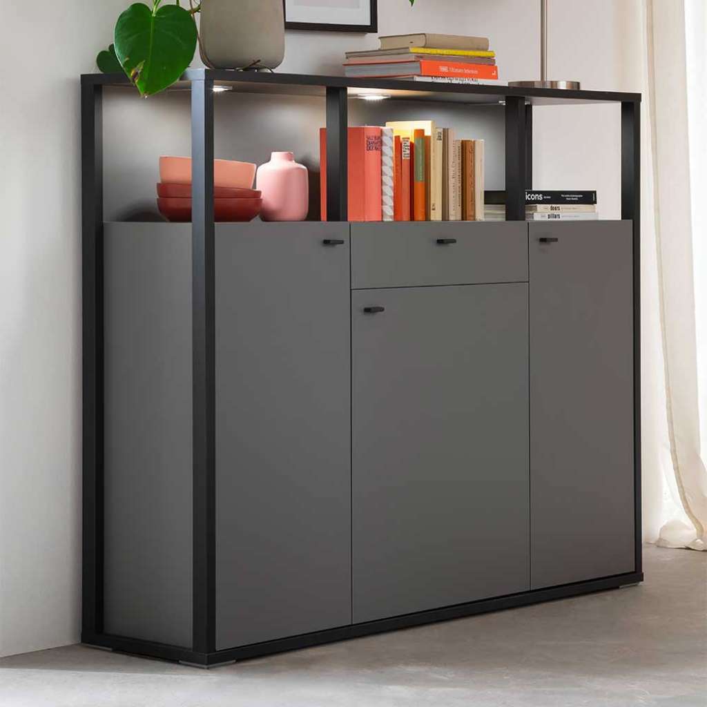 Wohnzimmer Highboard in Grau Anthrazit
