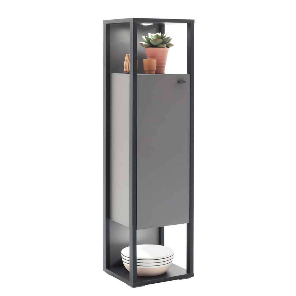 Wohnzimmerschrank 150 cm hoch 40 cm breit Grau & Anthrazit