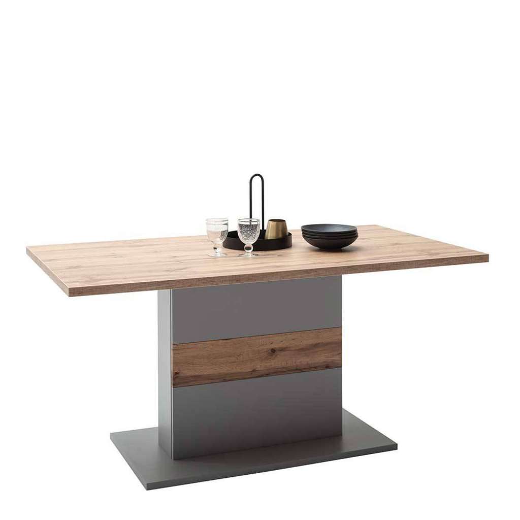 Esszimmer Tisch in Wildeichefarben und Grau 160 cm breit