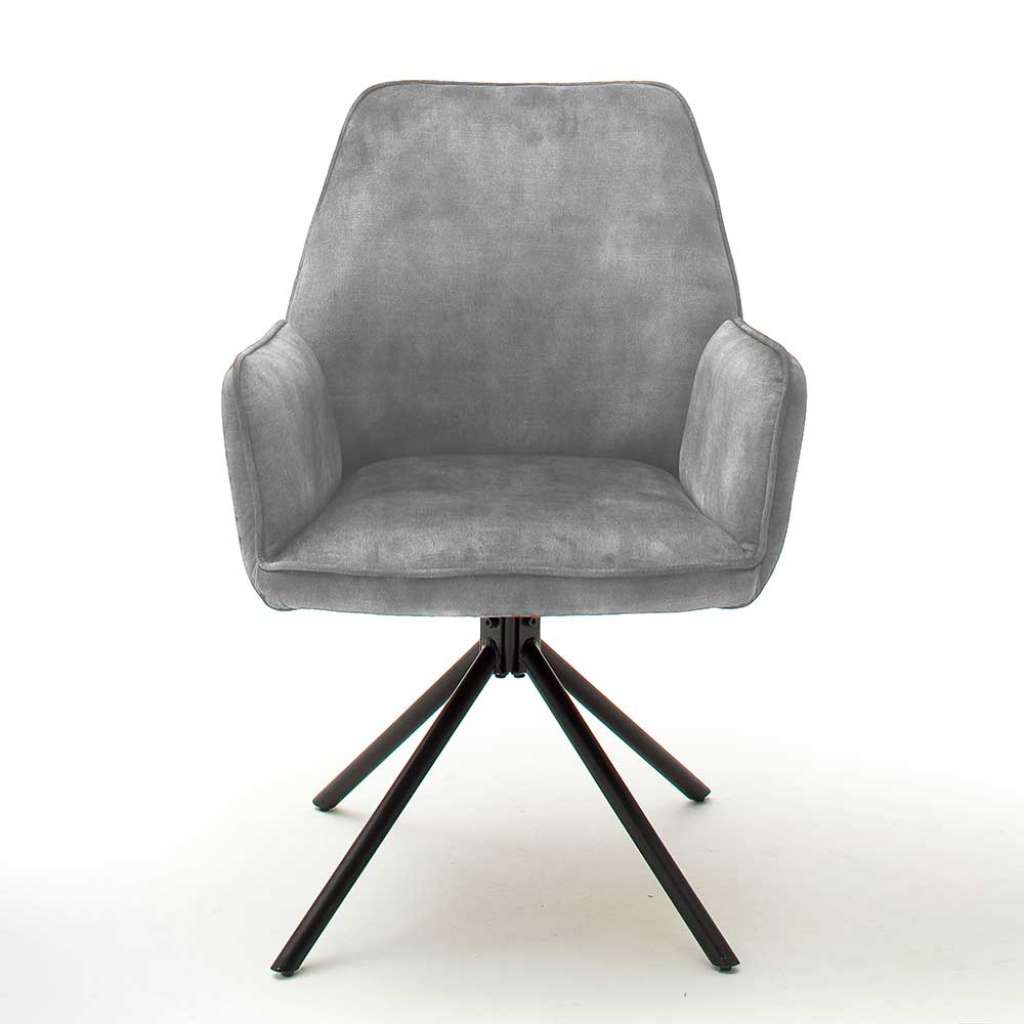Drehbare Armlehnenstühle in Grau Velours Metallgestell (2er Set)