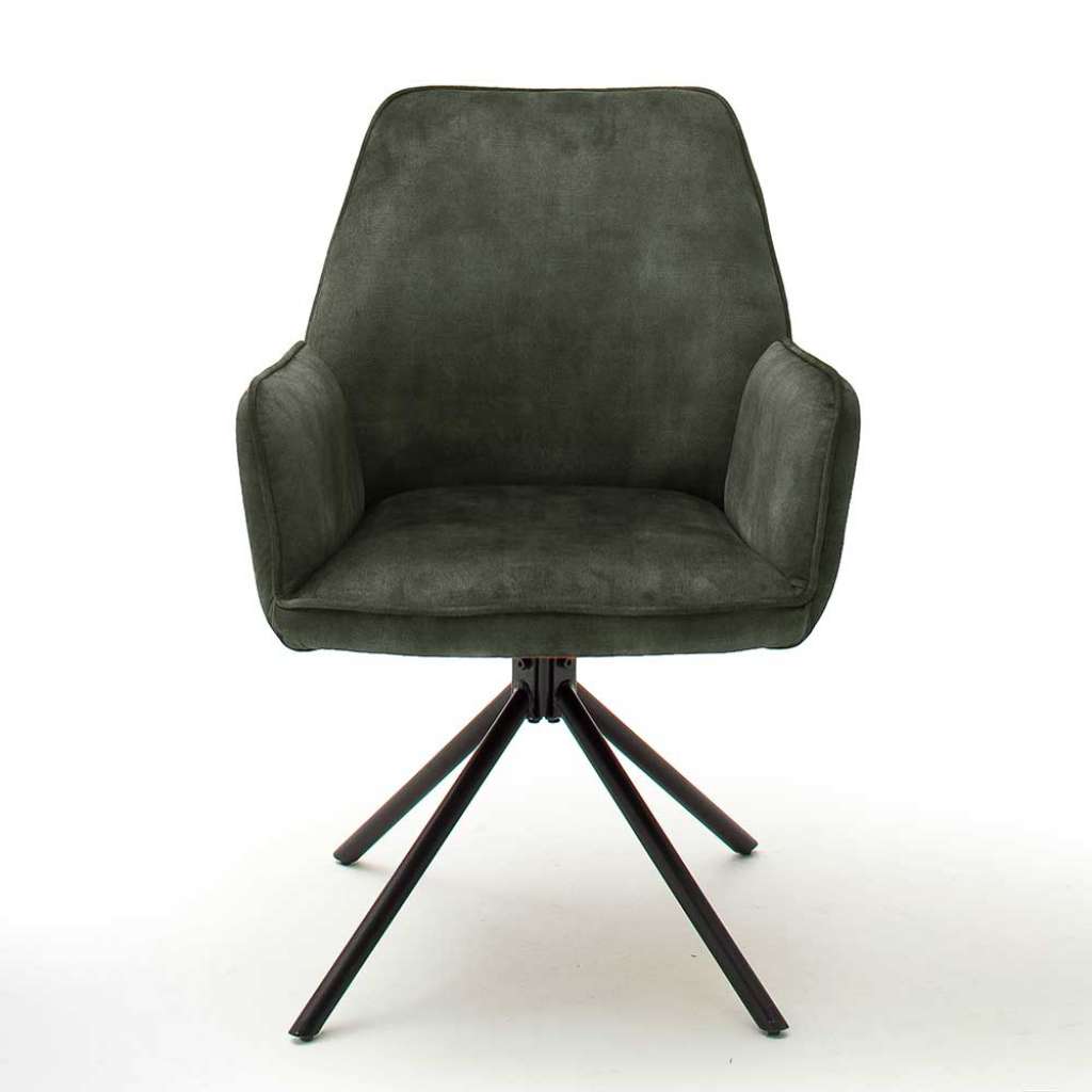 Drehbare Armlehner in Oliv Grün Velours Metallgestell schwarz (2er Set)