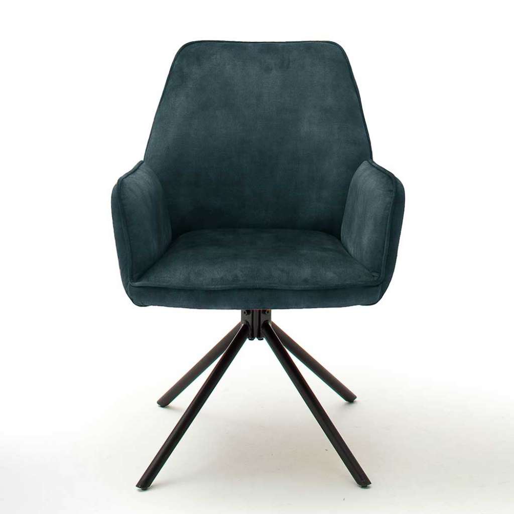 Armlehnenstühle in Petrol und Schwarz drehbar (2er Set)