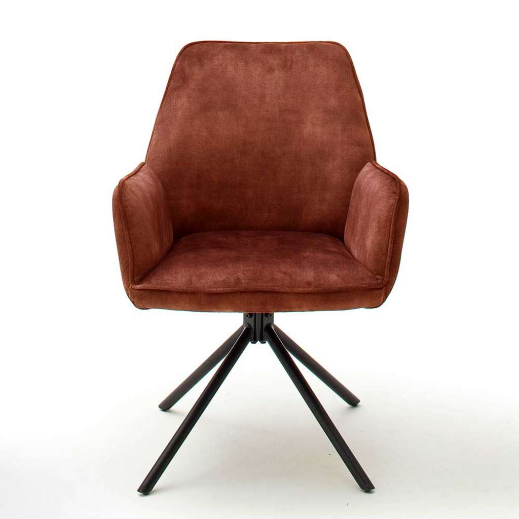 Drehbare Armlehnenstühle in Rostfarben Metallgestell schwarz (2er Set)