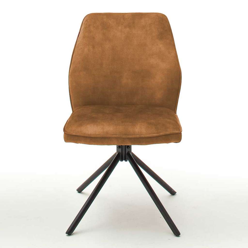 Velours Polsterstühle in Ocker Gelb mit Metalllgestell drehbar (2er Set)