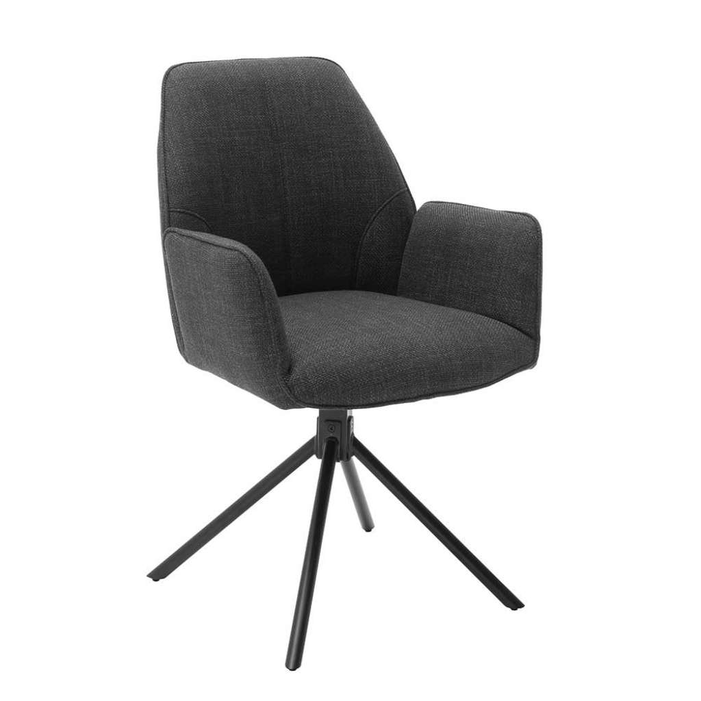 Armlehnenstühle in Anthrazit Webstoff drehbar (2er Set)