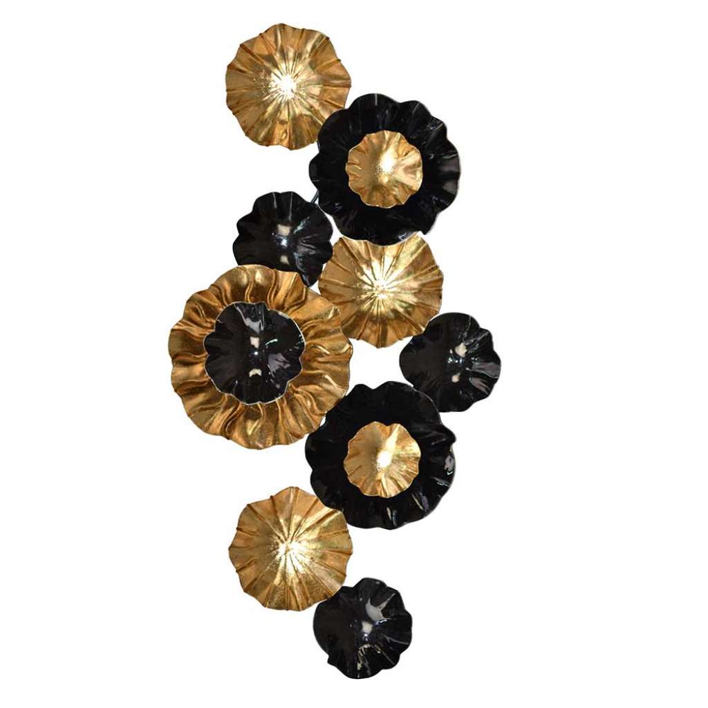 Metall Wanddeko in Schwarz & Gold 120 cm breit