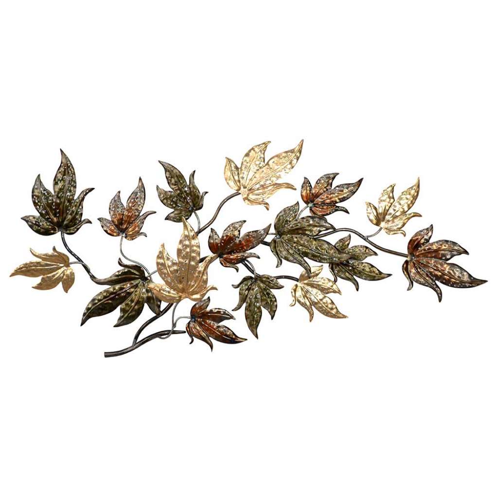 Metall Wandbild mit Blätter Muster 104x52 cm