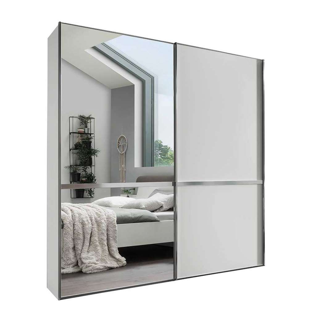 Schwebetürenschrank weiß mit Spiegeltür Made in Germany