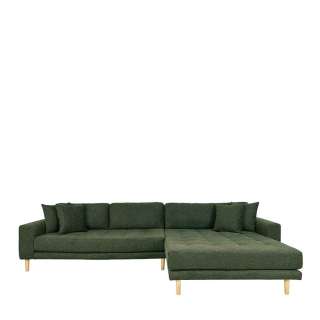 XL Wohnzimmer Sofa in Oliv Grün Fußgestell aus Eichenholz
