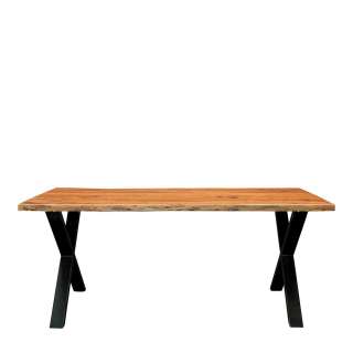 Holztisch aus Akazie Massivholz und Stahl natürlicher Baumkante