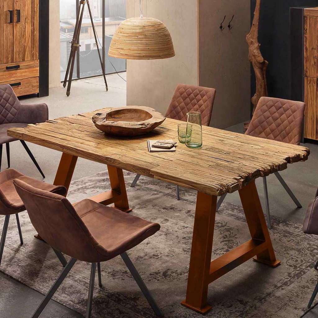 Industrial Tisch aus Teak Massivholz Recyclingholz