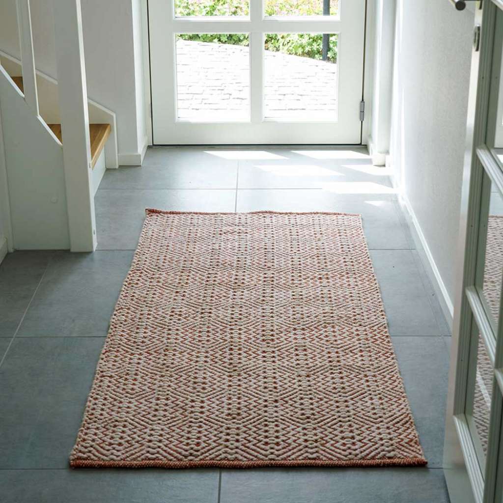 Recycling Teppich in Rot gemustert modernes Design