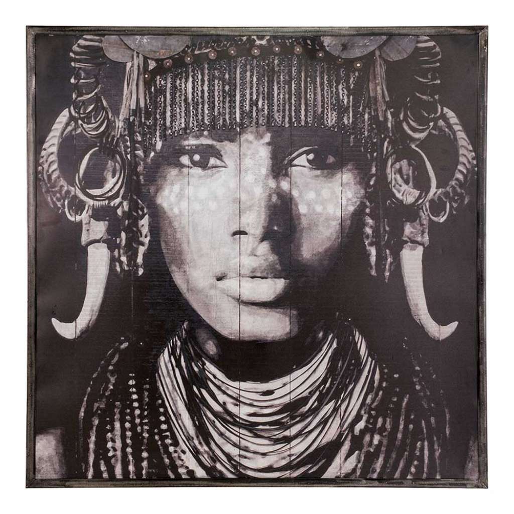 Wandbild aus Metall in Schwarz Grau