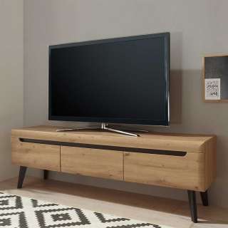 Breites TV Lowboard in Wildeichefarben drei Schubladen