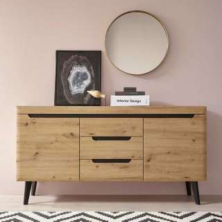 Wohnzimmerkommode im Skandi Design drei Schubladen zwei Türen