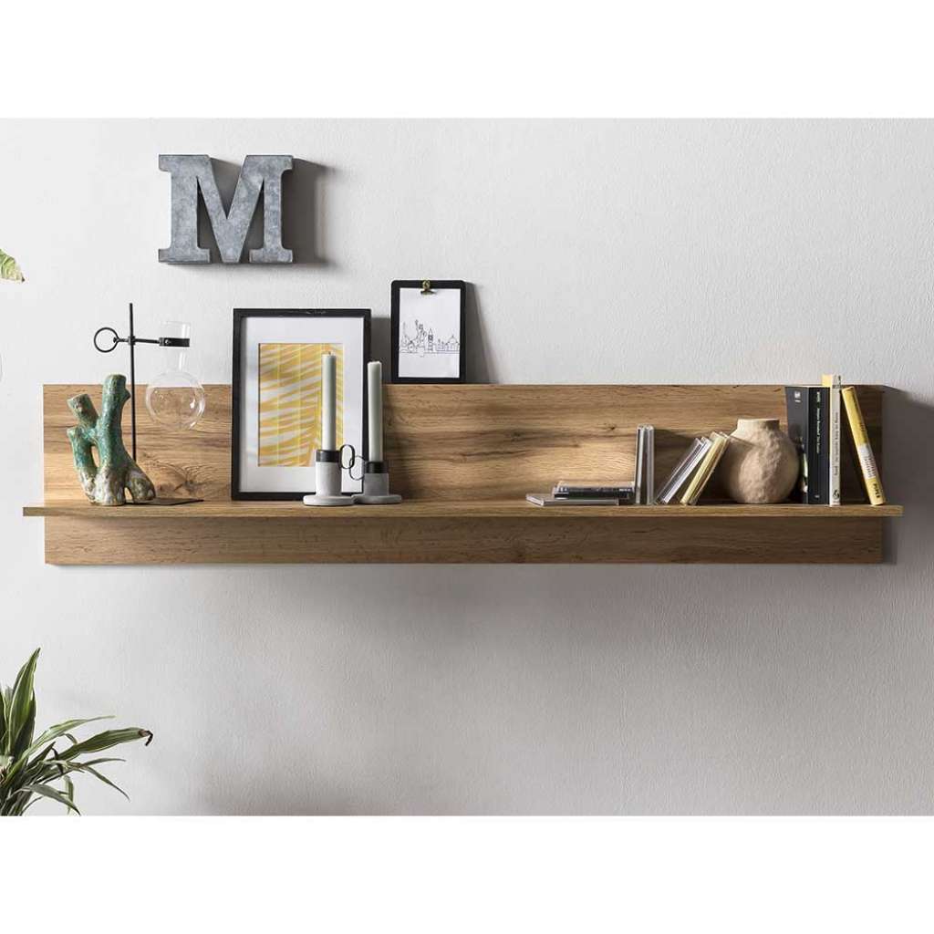Wohnzimmer Regal Wandmontage Wildeiche Holzoptik