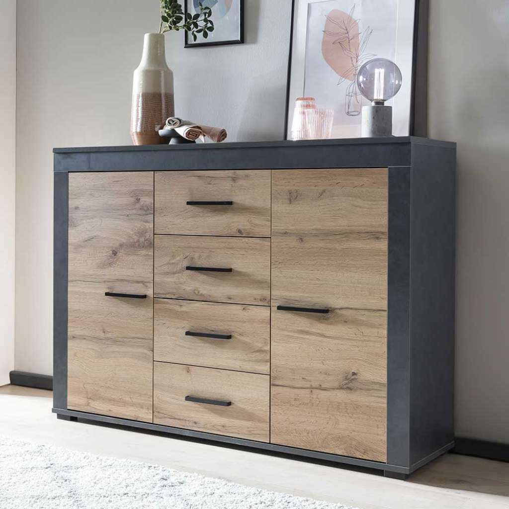 Esszimmersideboard in Wildeichefarben Dunkelgrau