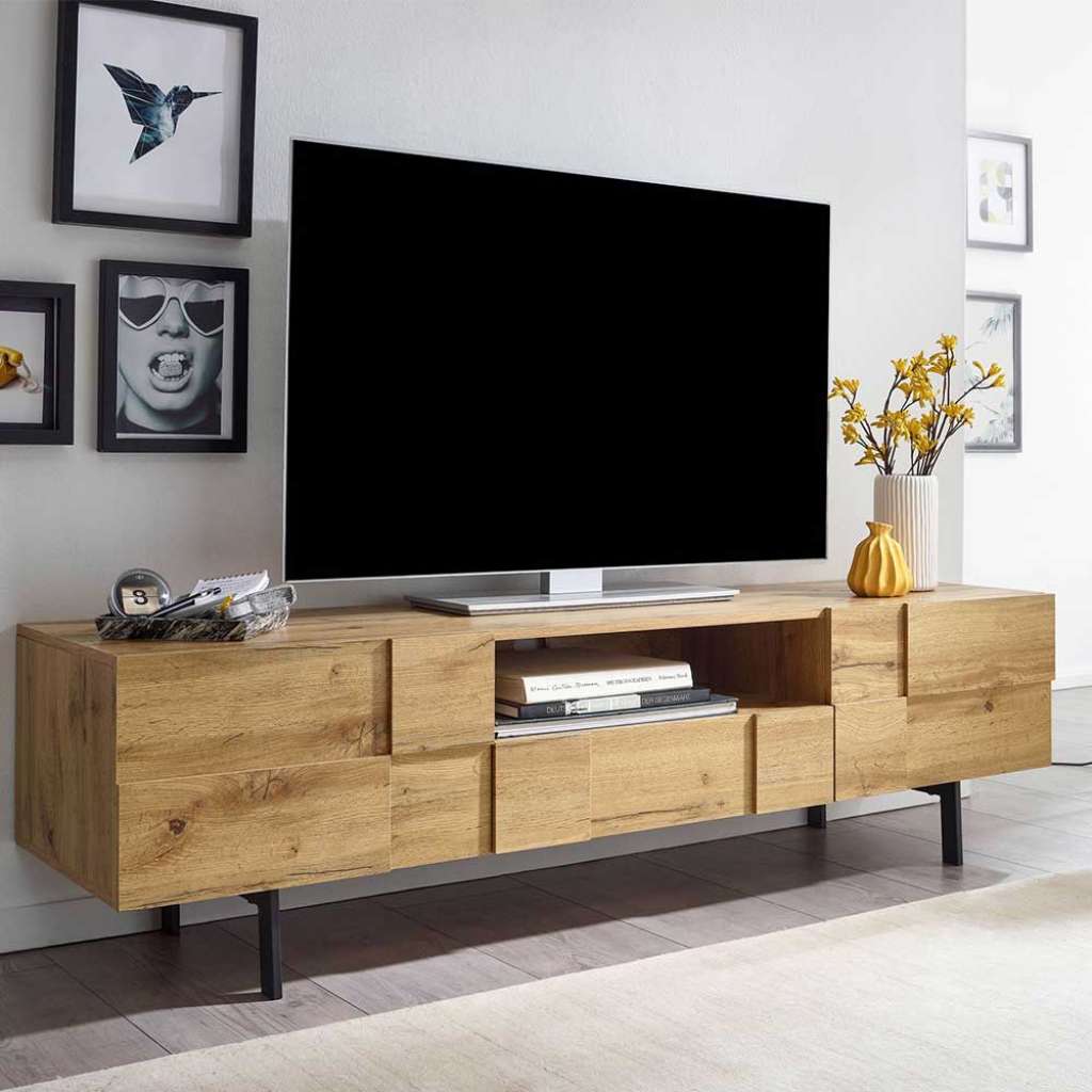 TV Unterschrank in Eichefarben und Schwarz 160 cm breit