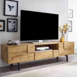 TV Unterschrank in Eichefarben und Schwarz 160 cm breit