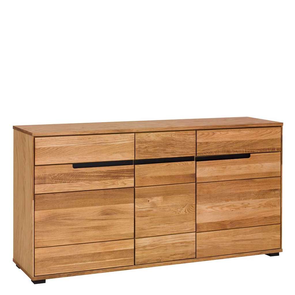 Sideboard teilmassiv in Eichefarben drei Schubladen und Türen