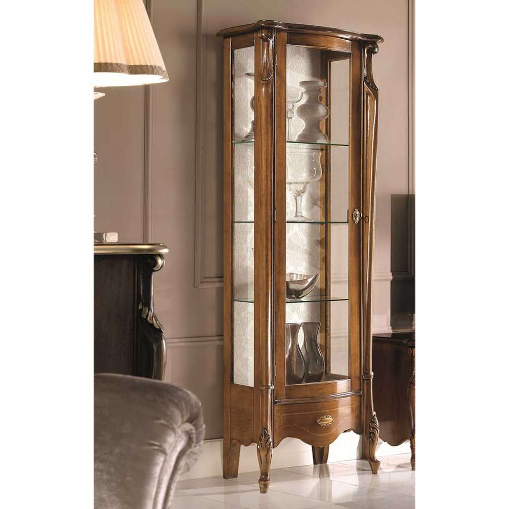Vitrine Barock in italienischem Design Nussbaumfarben